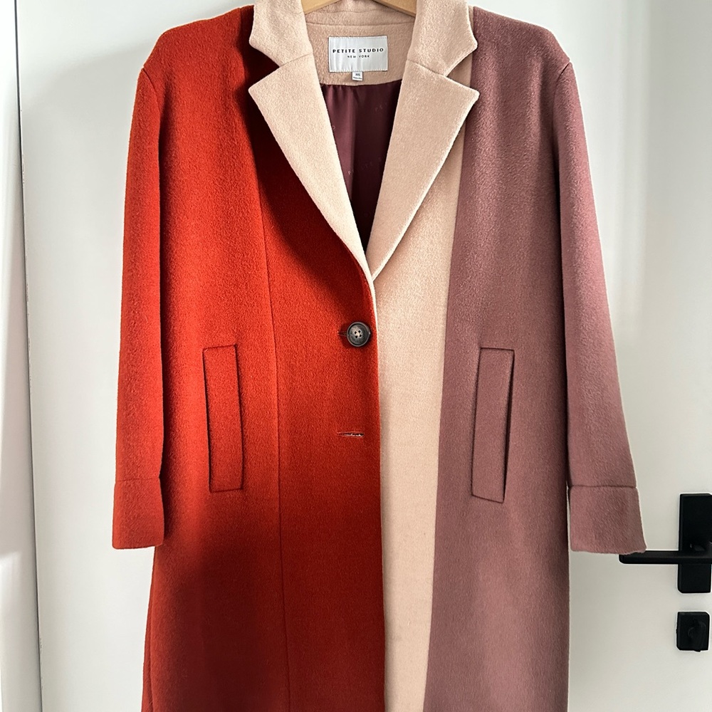 Petite Studio Wool Blend Color Block Heidi Coat XXS